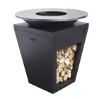 Wood Burning Barbecue With Cooking Plate And Wood Holder Compartment – Ferran Viadurini