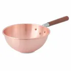 Hand Tinned Copper Bastardella with Wooden Handle 36 cm - Giampiero Viadurini