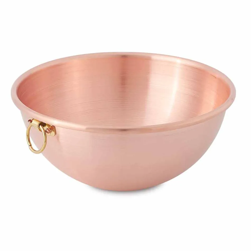 Semispherical Bastardella in Hand Tinned Copper with Ring 26 cm - Giampiero Viadurini