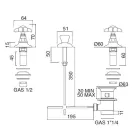 3 Hole Bidet Mixer with Internal Brass Delivery and Butterfly Handles - Miriano Viadurini
