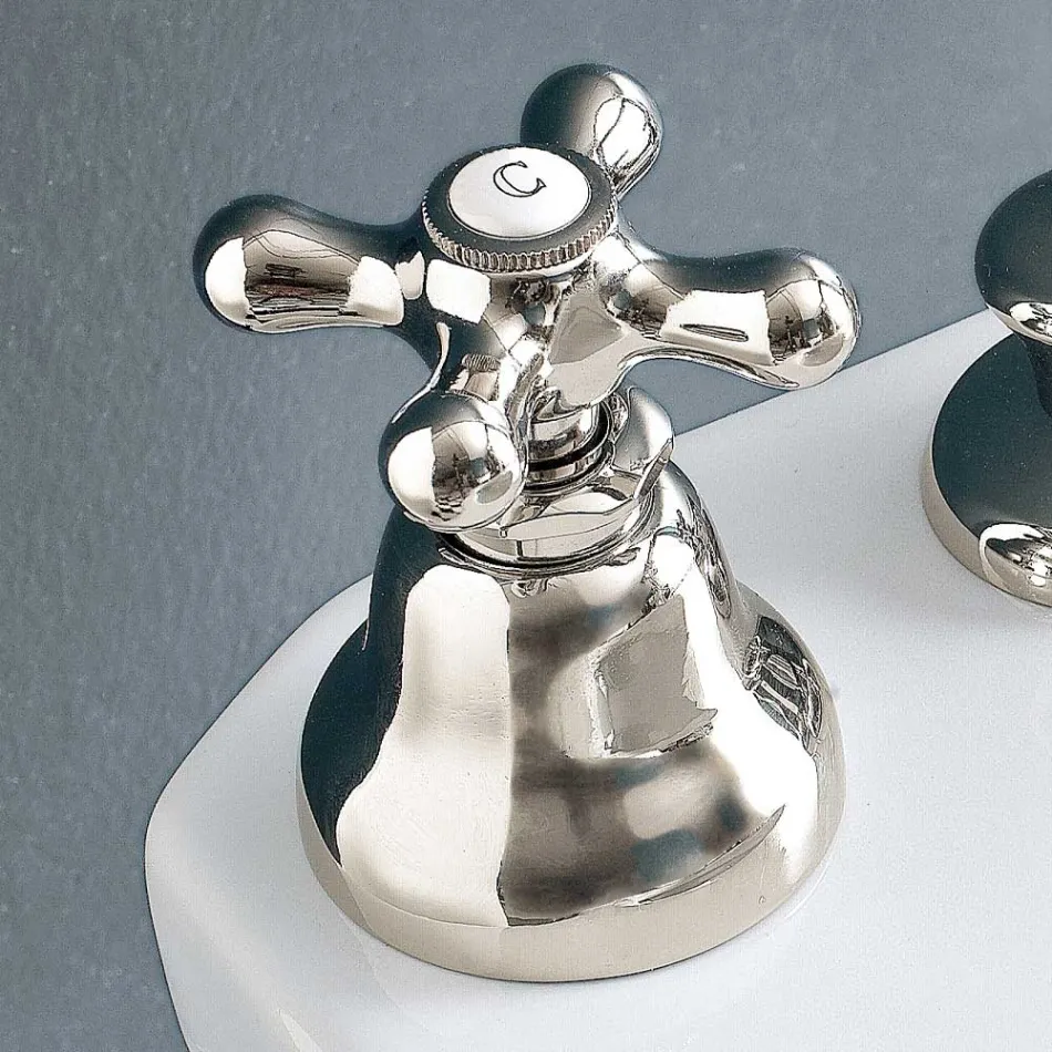 3 Hole Bidet Mixer Drain Internal Delivery Handcrafted Brass - Ercolina Viadurini