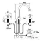 3 Hole Basin Mixer with High Spout in Brass and Butterfly Handles - Miriano Viadurini