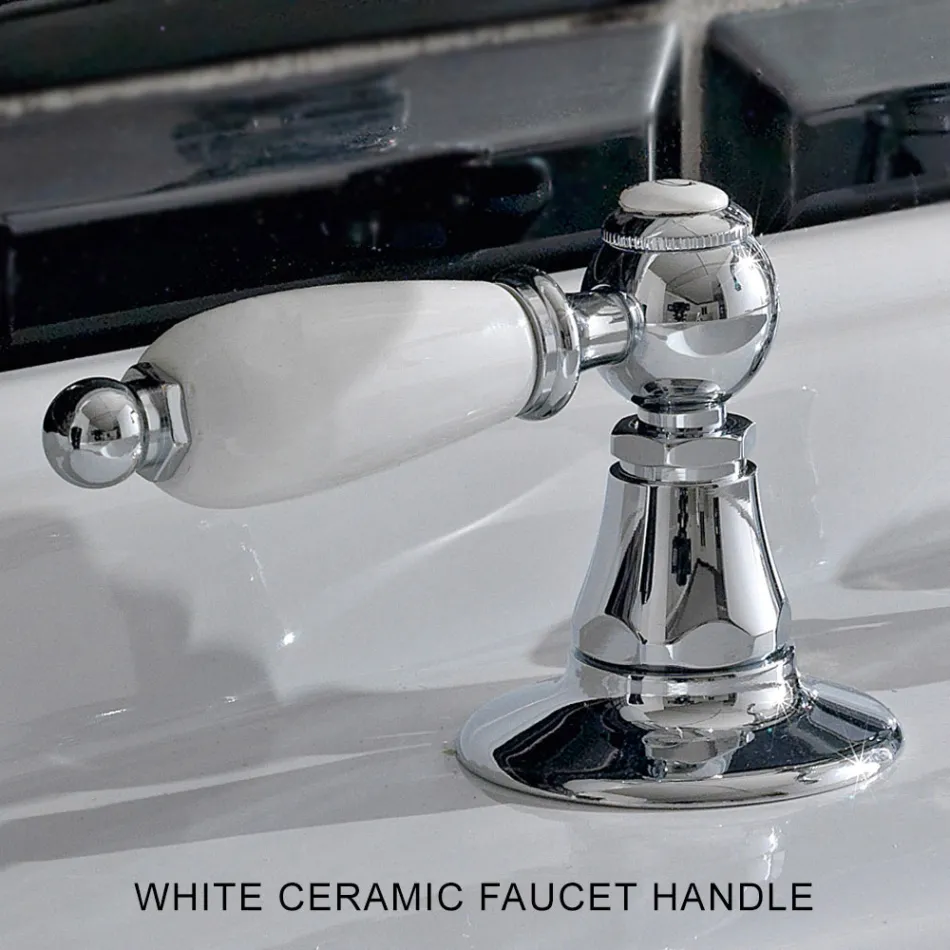 3 Hole Basin Mixer with Classic Style Levers in Handcrafted Brass - Noriana Viadurini