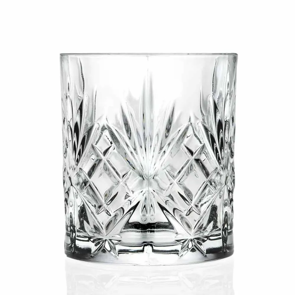 Double Old Fashioned Vintage Design Eco Crystal Glass 12 Pieces - Cantabile Viadurini
