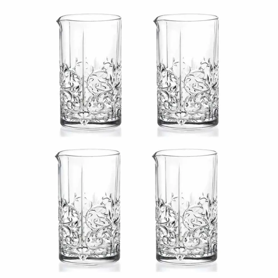 Mixing Glass with Eccentric Decoration Luxury Design 4 Pieces - Destino Viadurini
