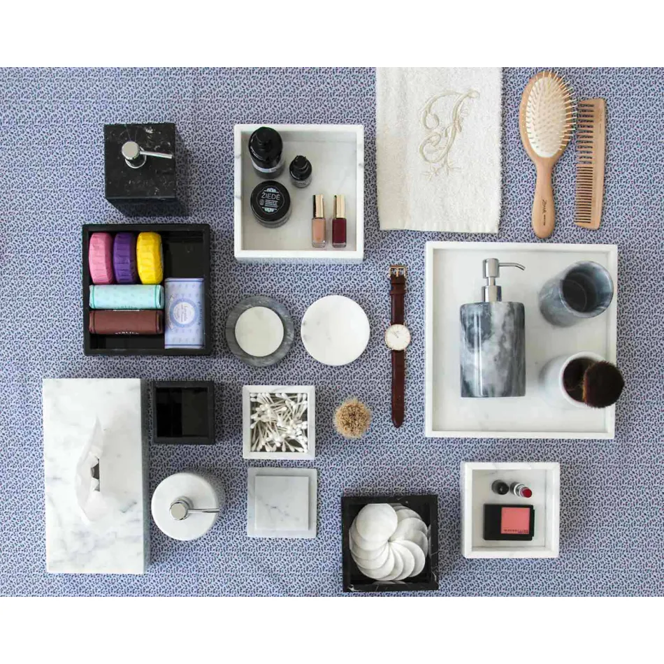 Glass Toothbrush Holder in Paonazzo Marble Made in Italy - Limba Viadurini