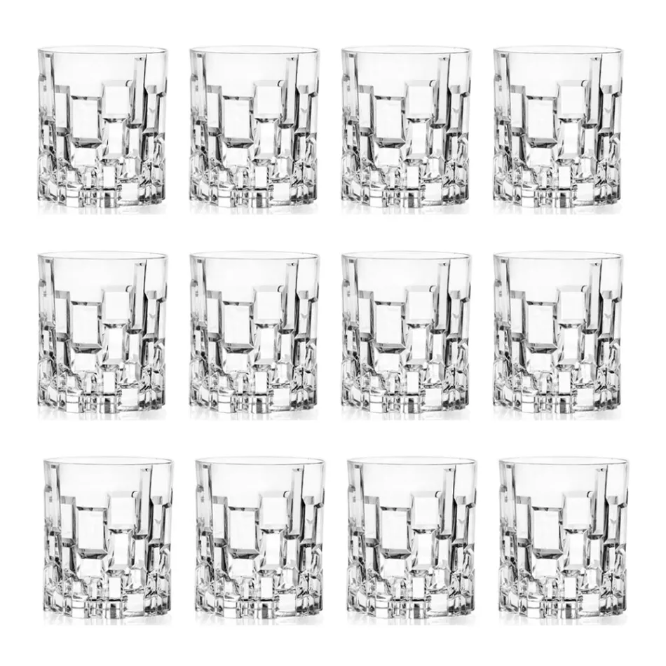 Low Drink Glasses in Decorated Ecological Crystal 12 Pcs - Catania Viadurini