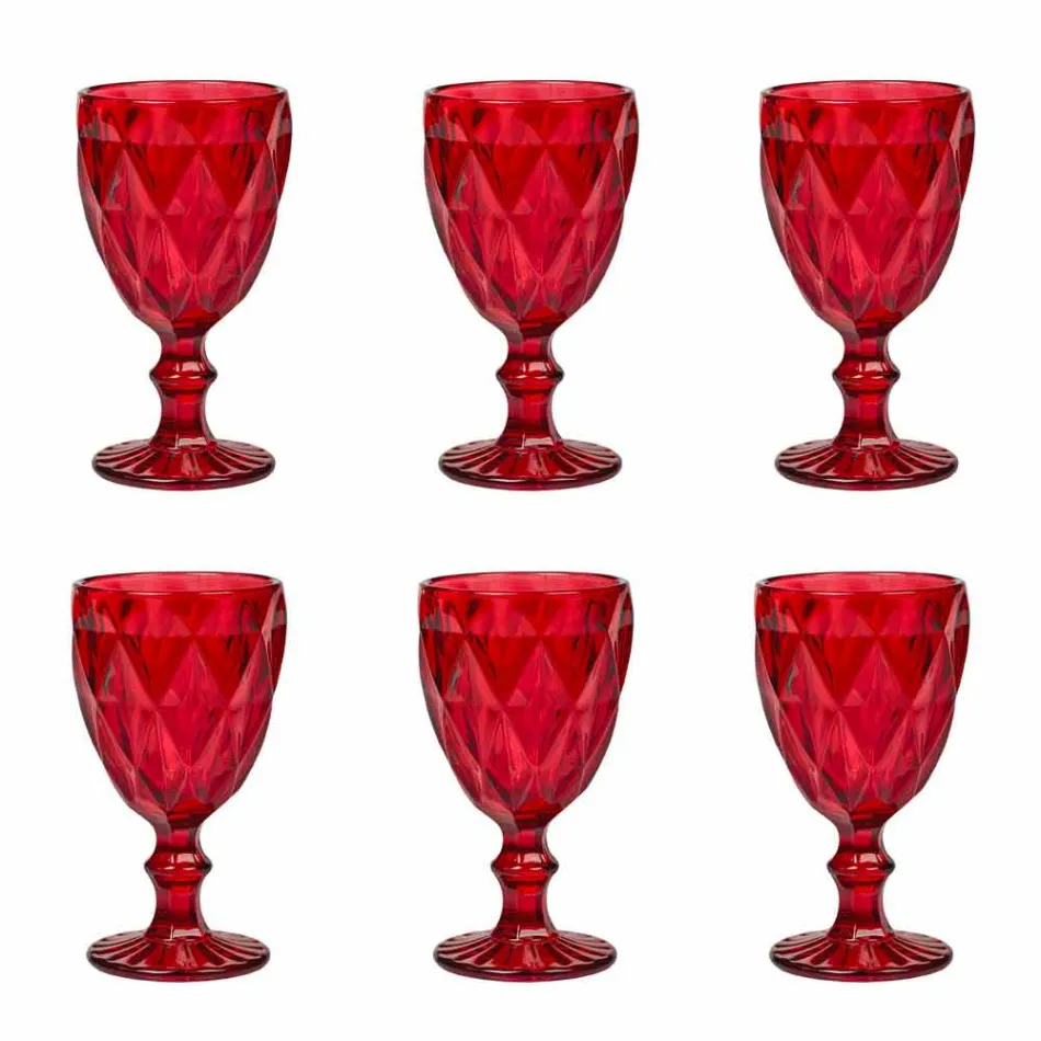Modern Design Glass Colored Wine Glasses 6 Pieces - Timon Viadurini