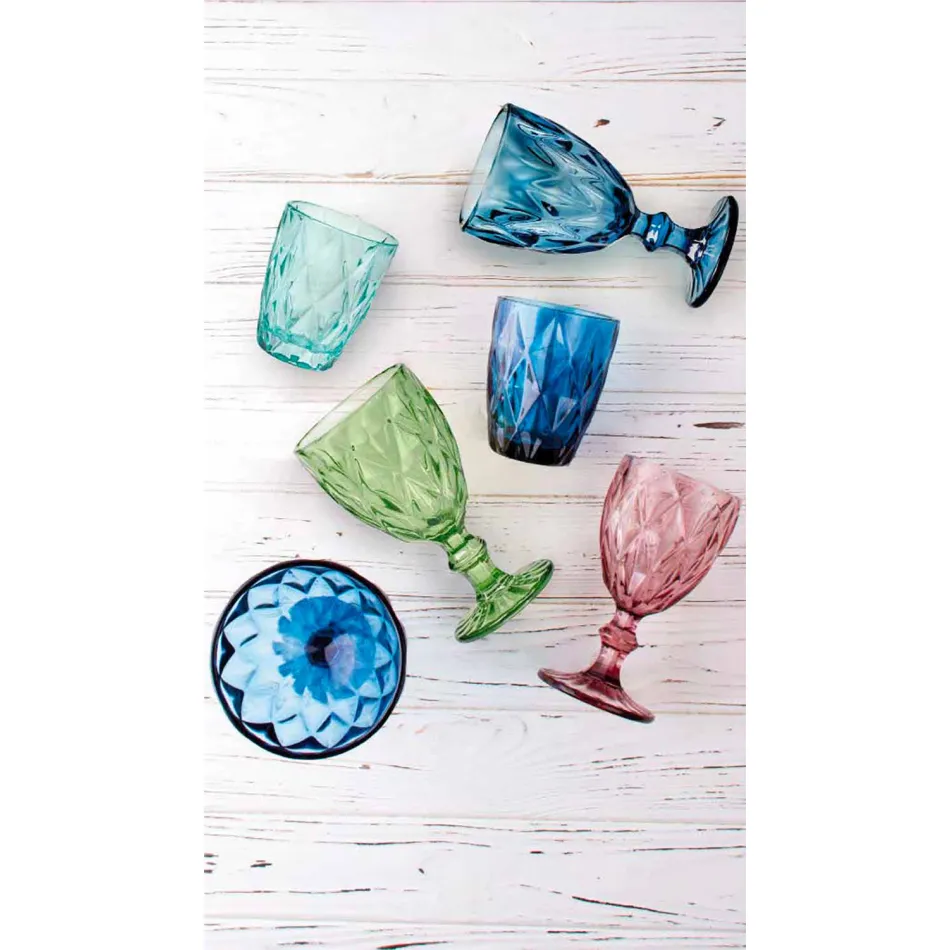 Modern Design Glass Colored Wine Glasses 6 Pieces - Timon Viadurini