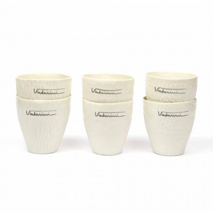 Luxury Design White Porcelain Glasses 6 Unique Pieces - Arcireale Viadurini