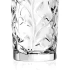 Tall Tumbler Glasses in Eco Crystal Leaf Decoration 12 Pcs - Magnolio Viadurini