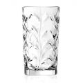 Tall Tumbler Glasses in Eco Crystal Leaf Decoration 12 Pcs - Magnolio