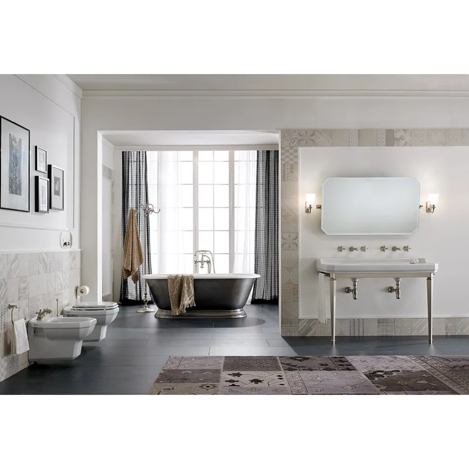 White Ceramic Classic Style Hanging Bidet, Made in Italy - Nausica Viadurini