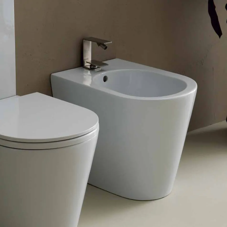 Modern design ceramic bidet 57x37cm Sun, made in Italy Viadurini