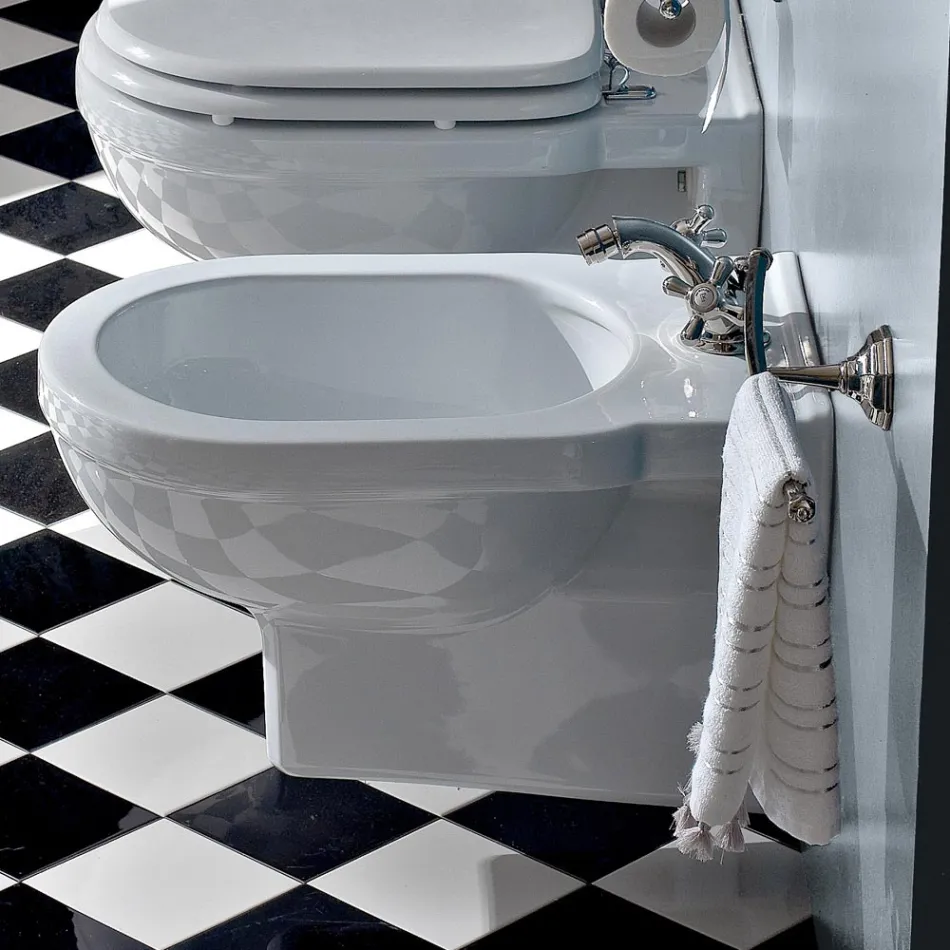 Classic Single-Hole Bidet in White Ceramic Made in Italy - Marwa Viadurini
