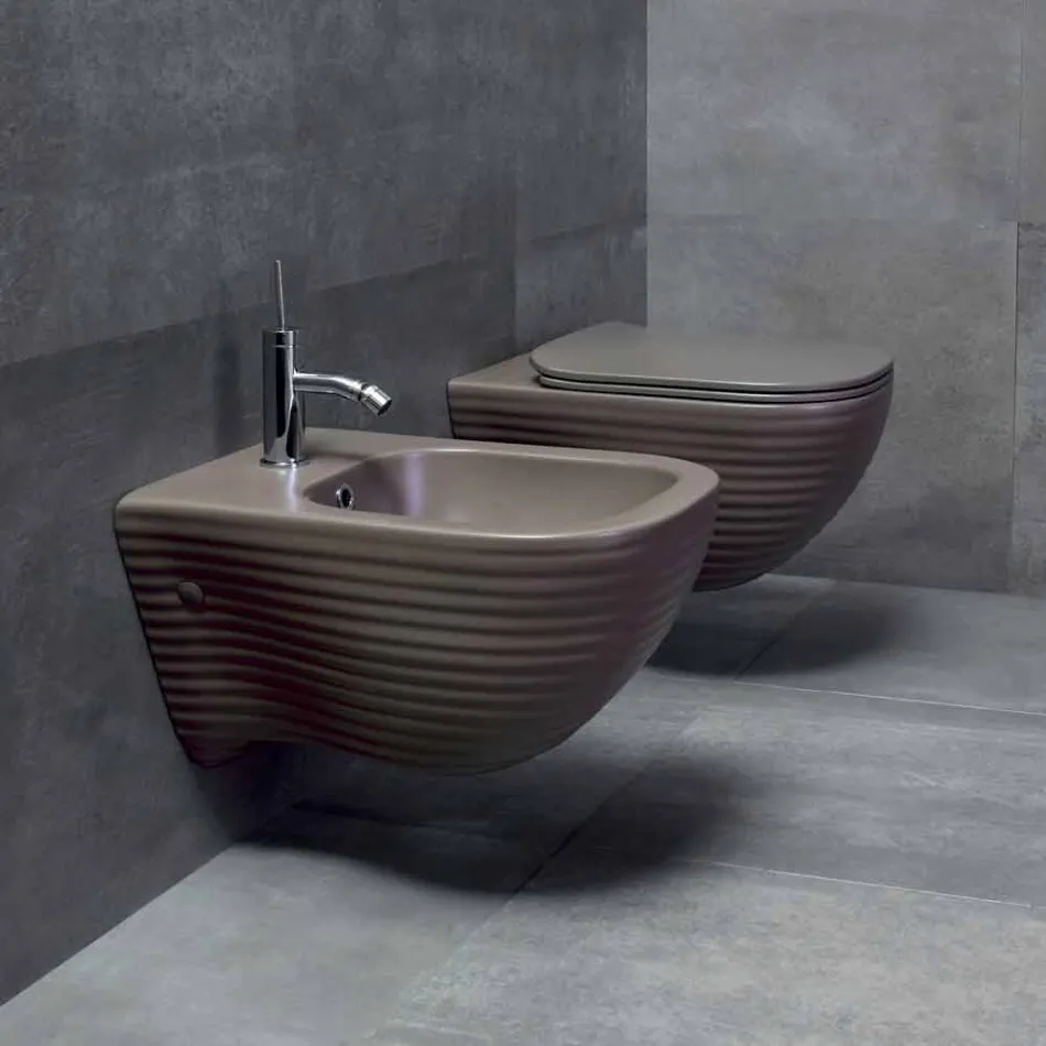 Suspended Bidet of Made in Italy Design in Trabia Ceramics Viadurini