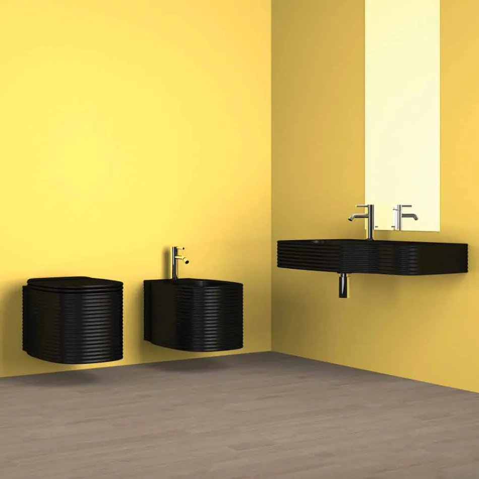 Wall-hung ceramic bidet of modern design produced in Italy, Hamlet Viadurini