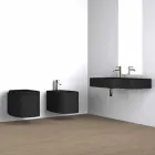Wall-hung ceramic bidet of modern design produced in Italy, Hamlet Viadurini