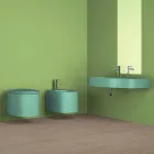 Wall-hung ceramic bidet of modern design produced in Italy, Hamlet Viadurini