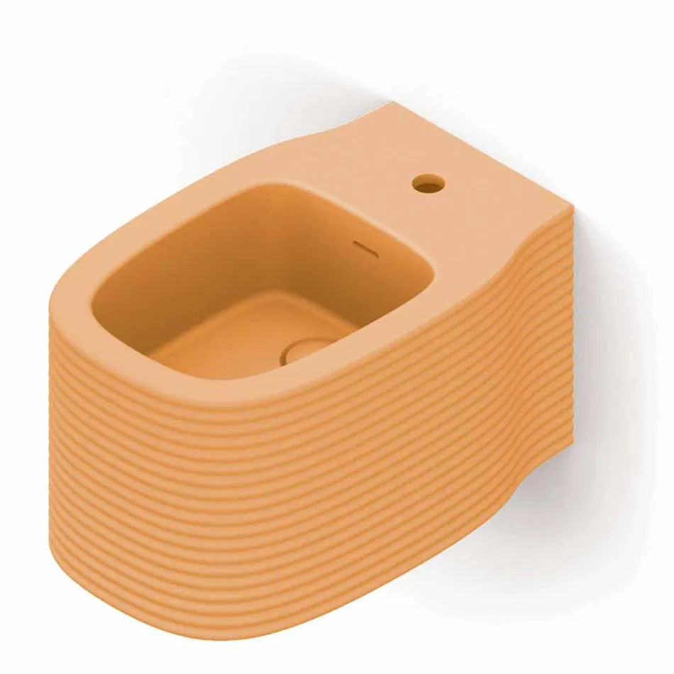 Wall-hung ceramic bidet of modern design produced in Italy, Hamlet Viadurini