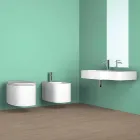 Wall-hung ceramic bidet of modern design produced in Italy, Hamlet Viadurini