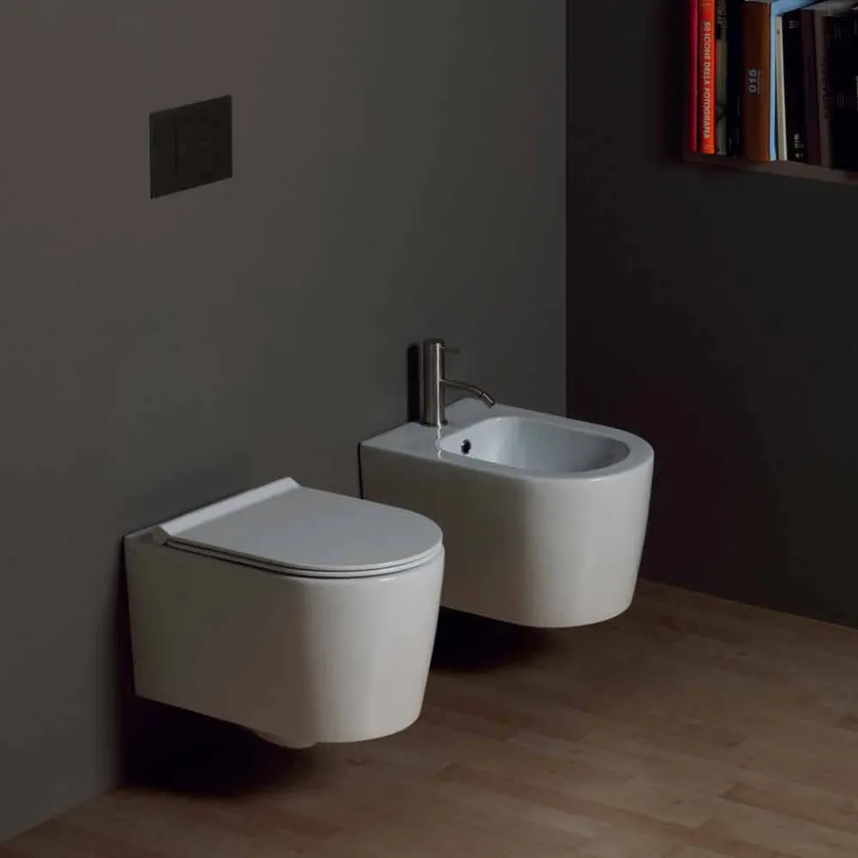 Shine Square modern ceramic wall hung bidet 50x35cm, made in Italy Viadurini