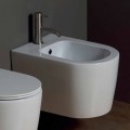 Modern ceramic wall hung bidet Shine Square 50x35cm, made in Italy
