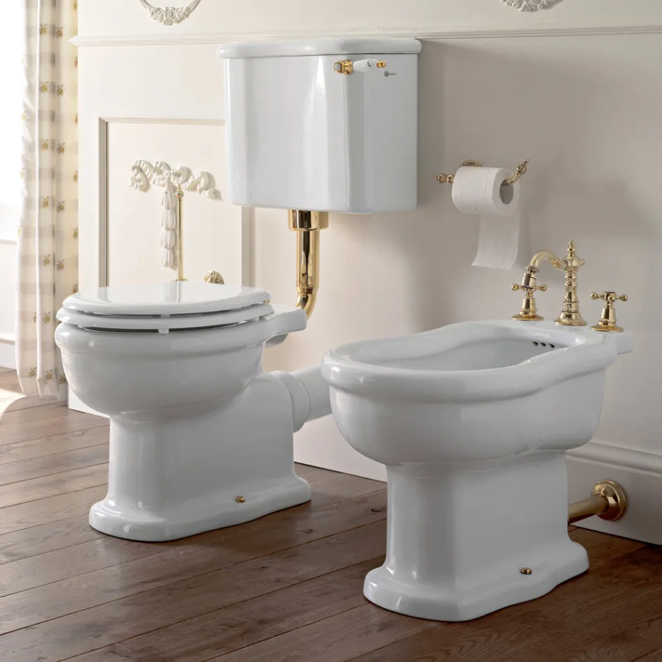 Classic Design White Bidet in White Ceramic Made in Italy - Paulina Viadurini