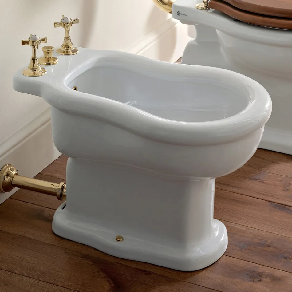Classic Design White Bidet in White Ceramic Made in Italy - Paulina Viadurini