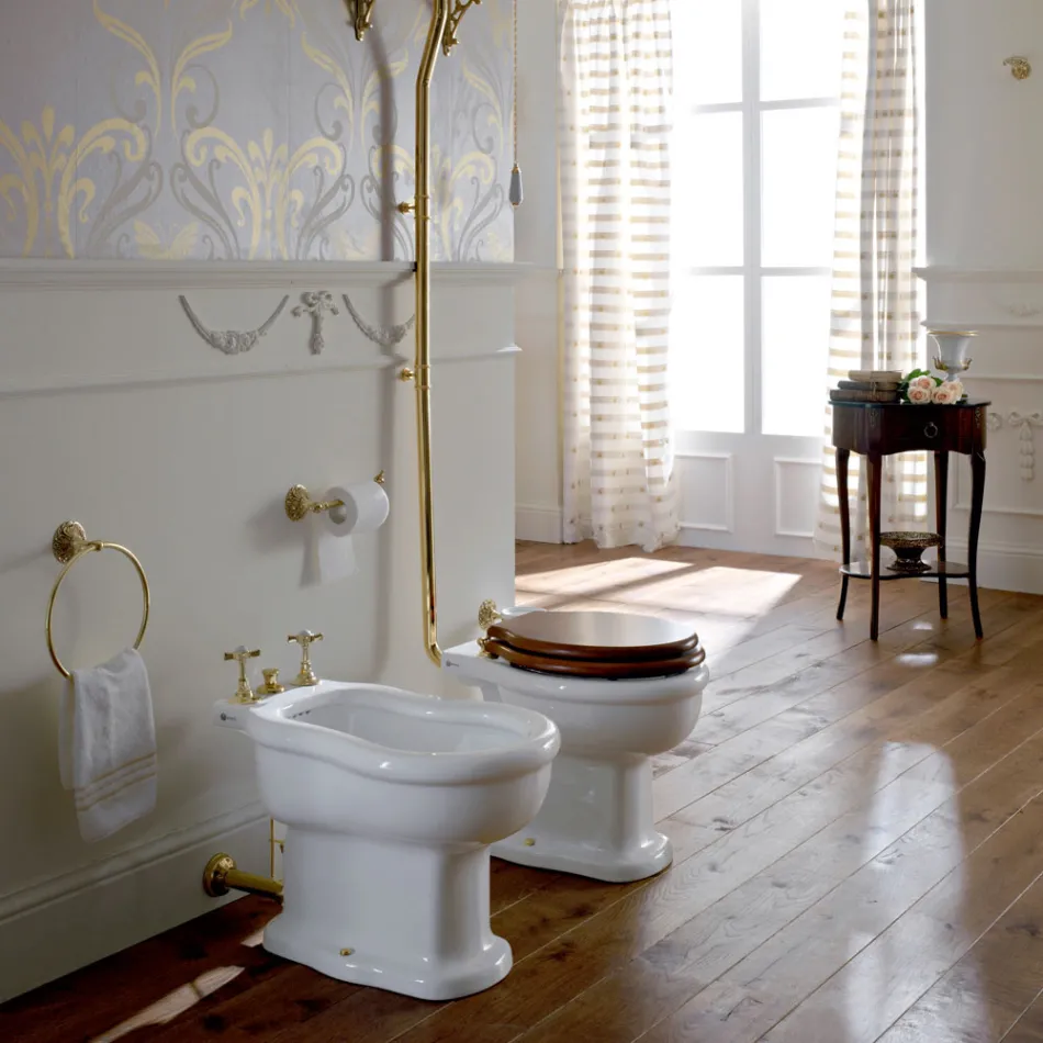 Classic Design White Bidet in White Ceramic Made in Italy - Paulina Viadurini