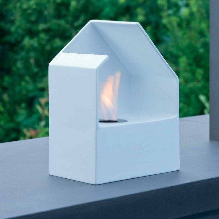 Modern tabletop bioethanol fireplace made of steel and ceramic Curtis Viadurini