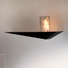 Modern Design Wall Biofireplace in Painted Steel and Glass - Malcolm Viadurini