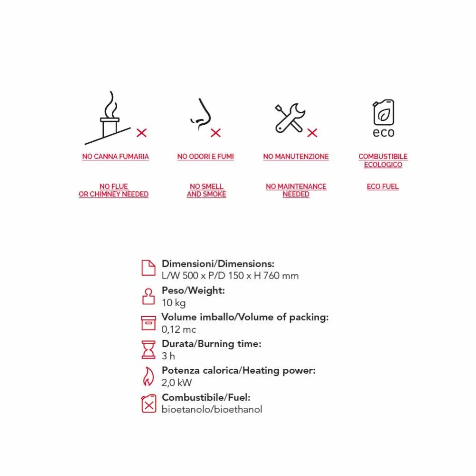 Biocamino Modern Wall bioethanol to Joseph flame shape Viadurini