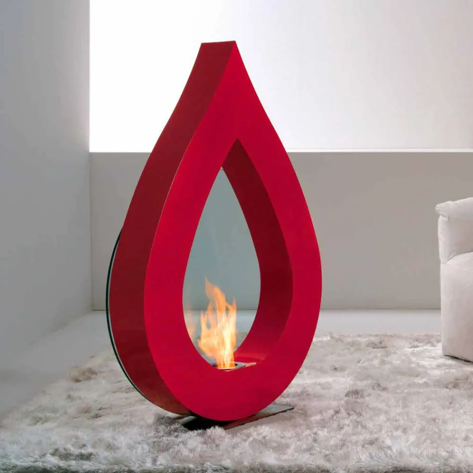 Biocamino from bioethanol earth, flame modern design in the shape Todd Viadurini