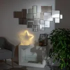 Floor Bio Fireplace in White Painted Metal and Tempered Glass - Pelide Viadurini