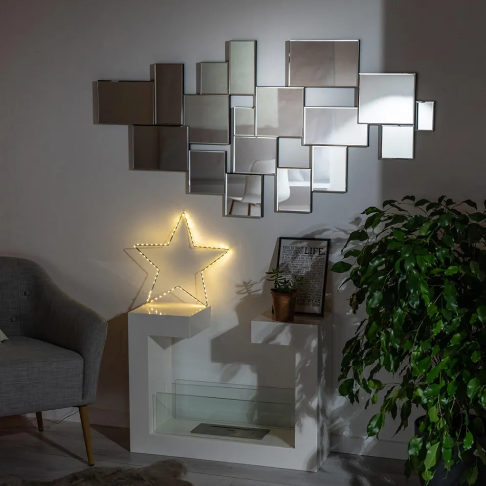 Floor Bio Fireplace in White Painted Metal and Tempered Glass - Pelide Viadurini