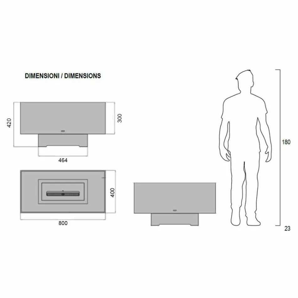 Modern Design Floor Bio-fireplace in Glass and Steel or Corten - Bradley Viadurini