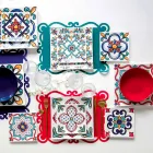 Wine or Water Goblet in Colored or Transparent Glass with Decorations, 12 Pieces - Rocca Viadurini