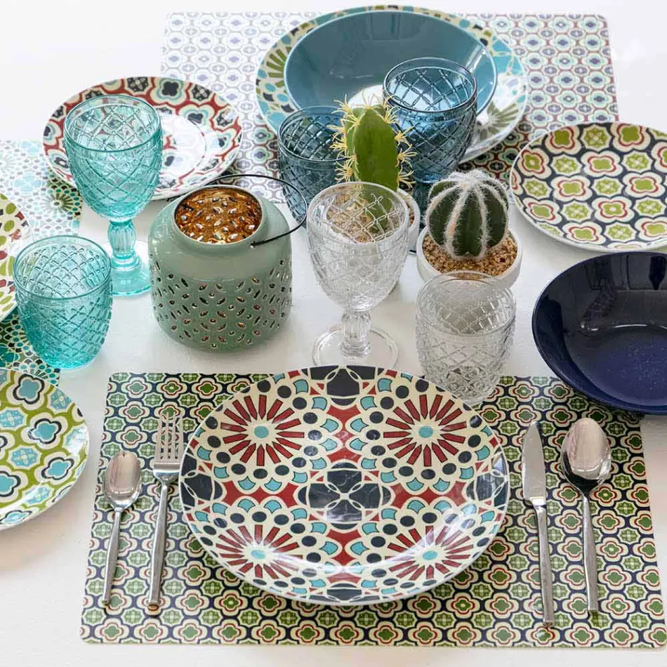 Wine or Water Goblet in Colored or Transparent Glass with Decorations, 12 Pieces - Rocca Viadurini