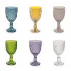 Wine or Water Goblets in Colored Glass and Arabesque Decoration 12 Pieces - Morocco Viadurini
