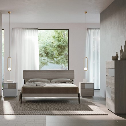 Modern Bedroom with 4 Elements in Modern Style Made in Italy - Lusinda Viadurini