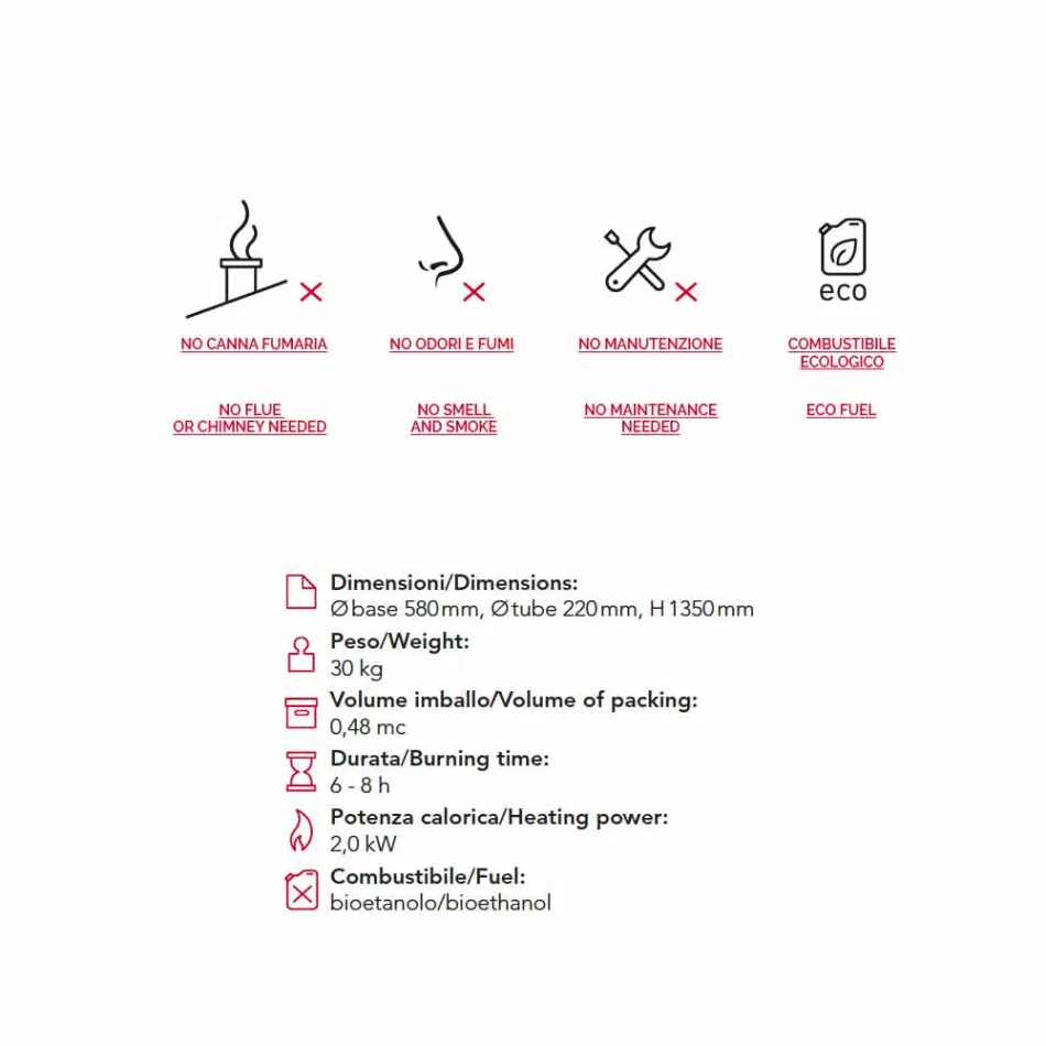 Bioethanol fireplace Outdoor Dean painted steel floor Viadurini