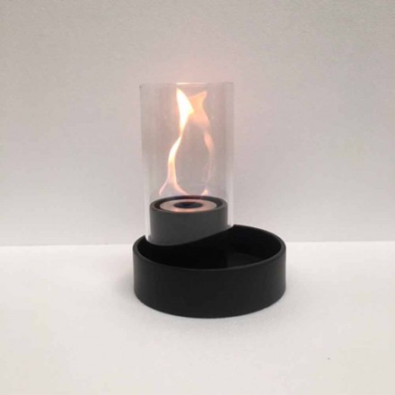Modern tabletop bioethanol fireplace made of ceramic and glass Jim Viadurini