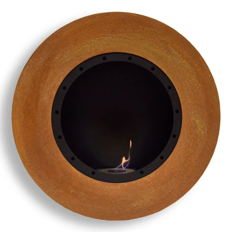 Round Design Wall Bioethanol Fireplace in Painted Steel - Trenton Viadurini