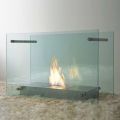 Floor Bioethanol Fireplace in Glass and Steel Design for Indoor - Edison