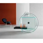 Bar Trolley in Extra-clear Glass with Wheels and Extractable Tray - Pigolo Viadurini