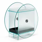Bar Trolley in Extra-clear Glass with Wheels and Extractable Tray - Pigolo Viadurini