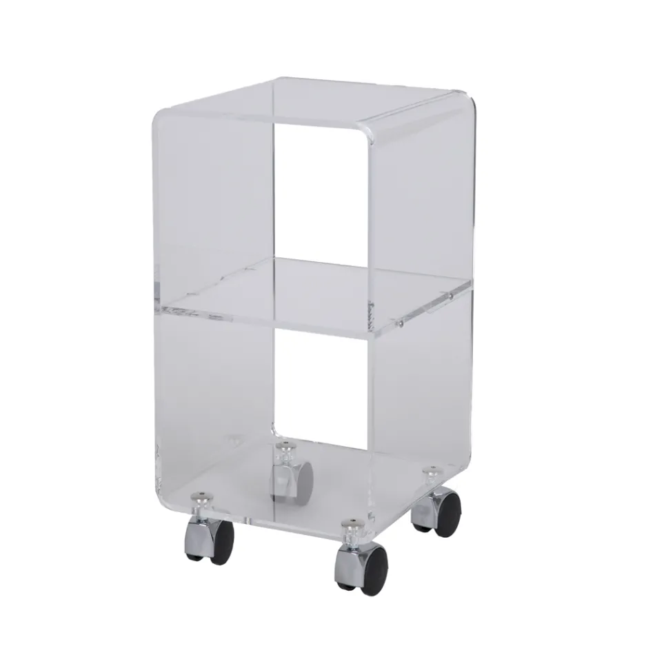Trolley Column in Transparent Acrylic Crystal 1 or 3 Shelves - Minervo Viadurini