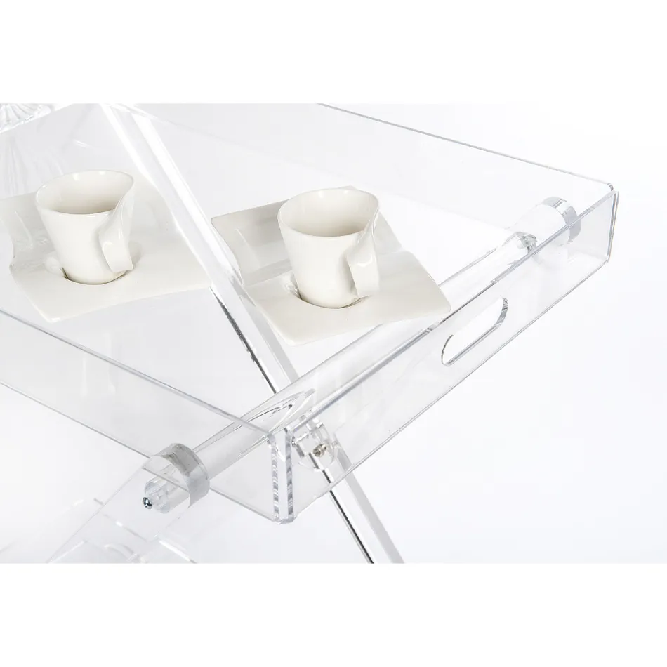 Kitchen Trolley 4 Wheels in Transparent Plexiglass or with Wood - Magimbo Viadurini