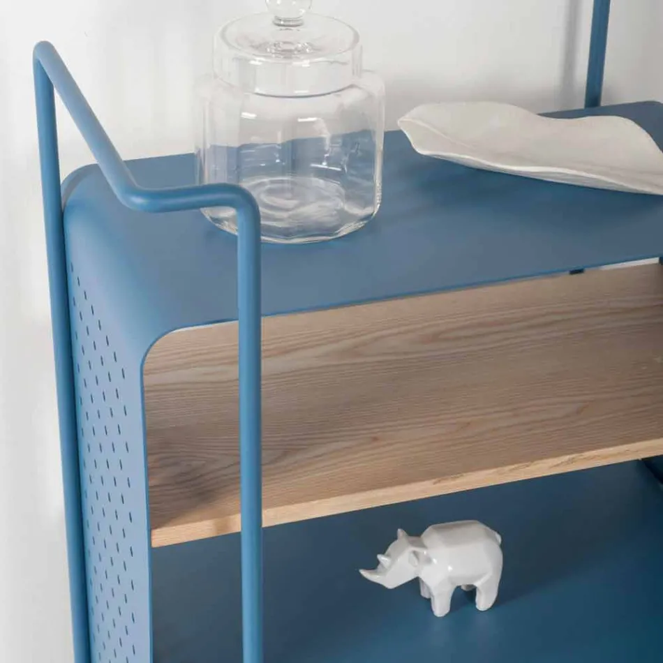 Design Trolley in Steel with Ash Top Made in Italy - Murella Viadurini